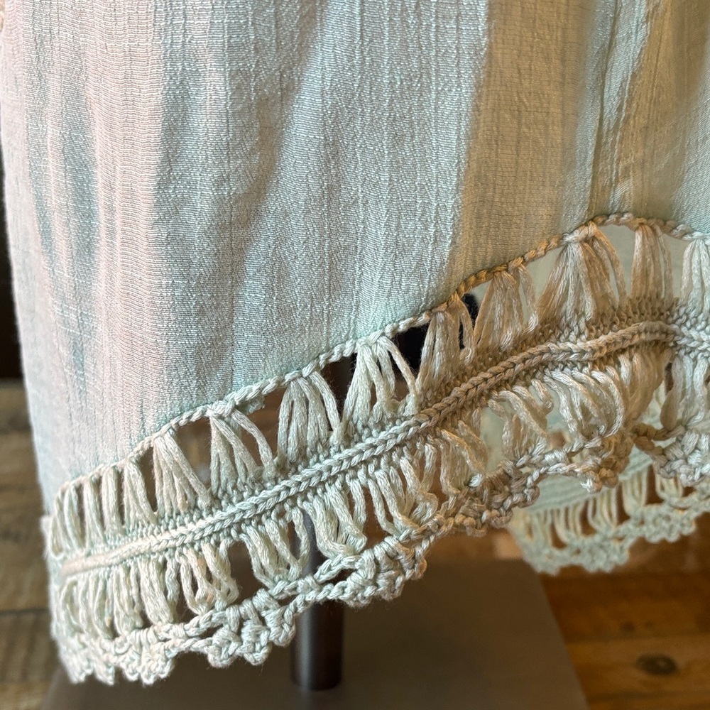 Boho Teal ombré Crochet Tunic - Picture 5 of 12